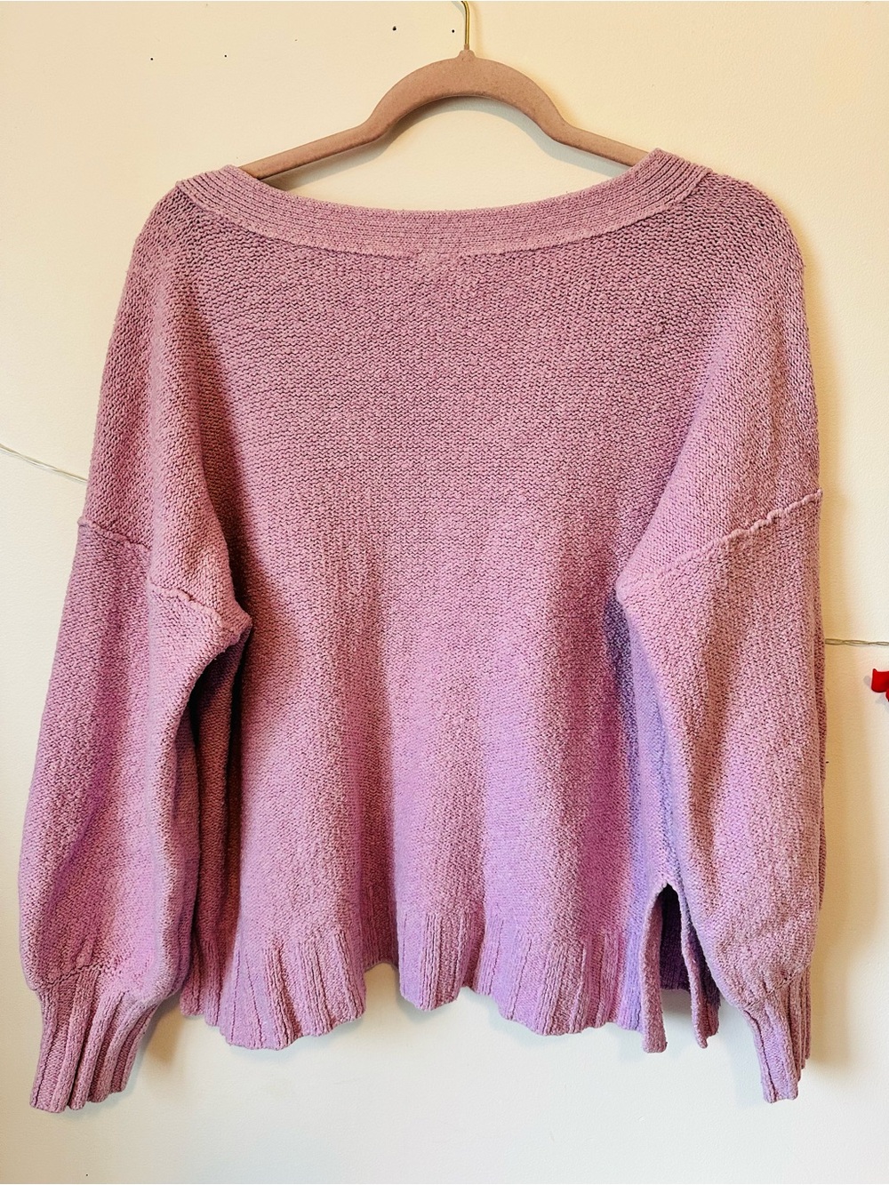 Anthropologie Pilcro Lavender Purple Deep V Cotton Sweater M L - Picture 8 of 9